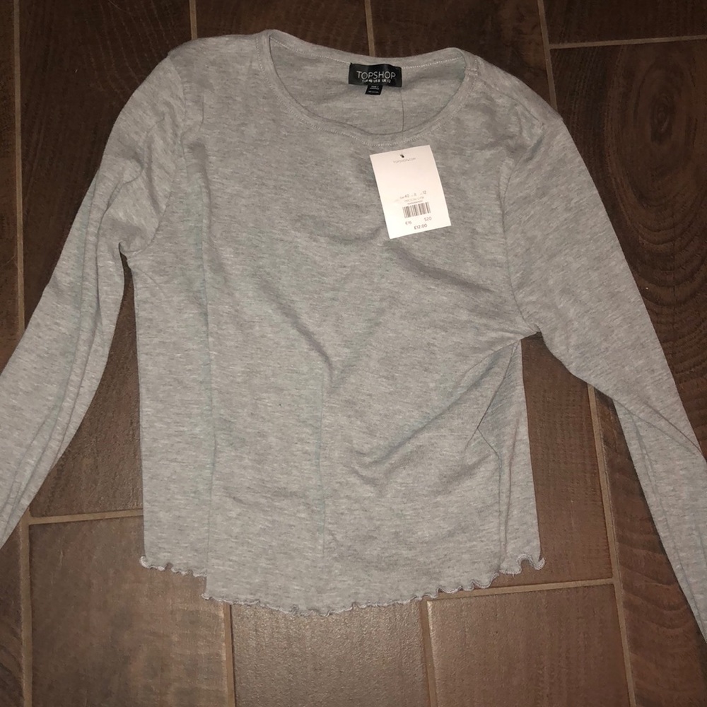 Topshop long sleeve crop shirt